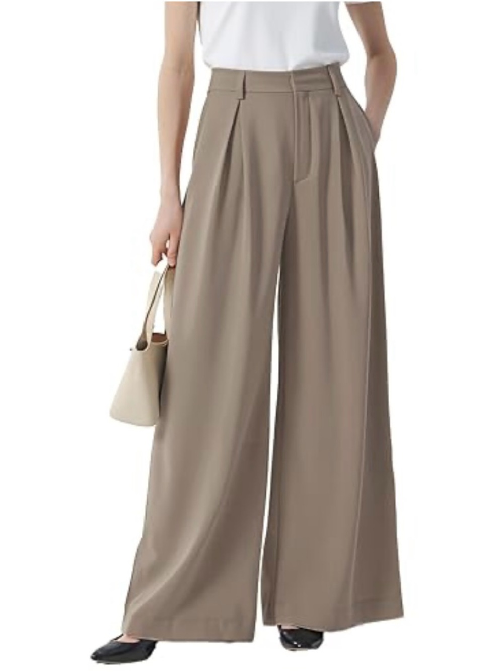High-Rise Wide-Leg Trousers in mocha